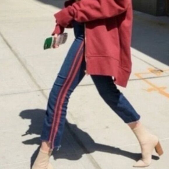 Mother jean Women's 28 blue Insider Speed Racer crop step fray high rise luxury - Picture 10 of 16